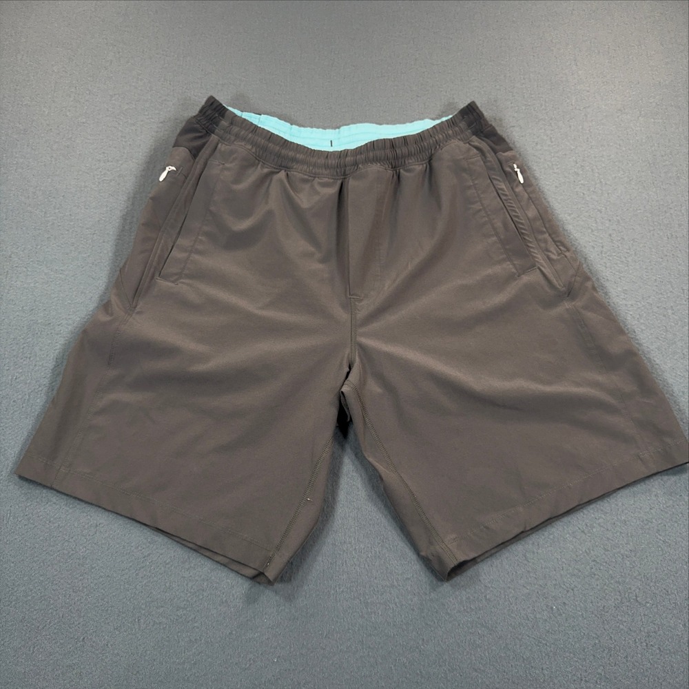 Birddogs Mens Gym Shorts Large Gray Built-in Liner Zipper Pockets Athletic